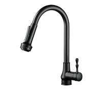 QYYZTQY with Pull out Spray Faucet Rotating Hot and Cold Single Hole Kitchen Sink Faucet-Black Shower Head