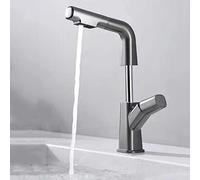 QYYZTQY with Spray, Faucet Hot and Cold Water, taps Basin Brass, Single Lever Pull out Mixer Tap for Bathroom Sink, Gray