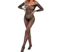 QYYZTQY Women Fishnet Bodystocking Long Sleeve Mesh Lingerie See Through Naughty Bodysuit Tights Rave Outfits