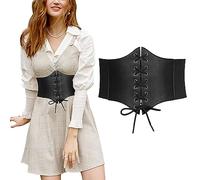 QYYZTQY Women Lace Up Corset Belt Elastic Waist Cinch Belts Retro Wide Tied Waspie Belt Steampunk Bustier Waist Cincher Band