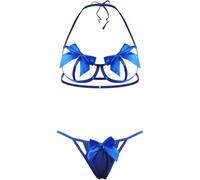 QYYZTQY Women Lingerie Halter Bra and Panty Set Cute Bow Tie Babydoll Sleepwear 2 Piece Strappy Christmas Teddy Outfits