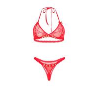 QYYZTQY Women Lingerie Rhinestones Special Words Lace Bra and Panty Set 2 Piece Halter Top Underwear Naughty Sleepwear