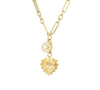 QYYZTQY Women Necklace Fashion Jewelry Heart Sun Shape Zircon Inlaid Thick Chain Choker M Initial Necklaces for