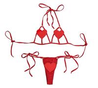 QYYZTQY Women Two Piece Bra and Panties Set Cute Heart Cut out Strappy Lingerie Set Bikini Harness Bralette Hollow Sleepwear