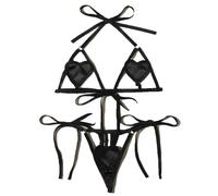 QYYZTQY Women Two Piece Bra and Panties Set Cute Heart Cut out Strappy Lingerie Set Bikini Harness Bralette Hollow Sleepwear