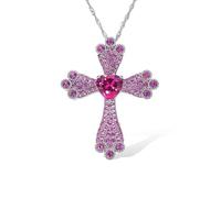 QYYZTQY Womens Cross Silver Natural Garnet Rhodolite Black Spinel Religious Water Wave Chain Gift Jewelry for Girls