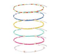 QYYZTQY Women's Jewelry 6pcs Elegant Beaded Choker Necklace Set Chunky Statement Necklaces Handmade Birthday Gifts for Women