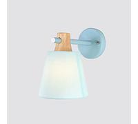 QYYZTQY Wood Lamp Fabric Shade Metal, Nordic Headboard Lamps Bedroom Bedside Wall Lights for Living Room Entrance Hallway Stairs E27 Wooden Sconces (Color : Blue)