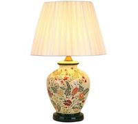 QYYZTQY Yellow Glass Table Lamp Bird Flower Ceramic Table Lamp for Bedroom Chinese Porcelain Oriental Bedside End Lamp Farmhouse Vintage Floral Desk Nightstand Lamp for Living Room Home Office