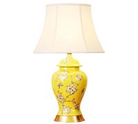 QYYZTQY Yellow Table Lamps for Living Room 25.6" Tall Large Ceramic Jar Table Lamp Butterfly Flower Floral Porcelain Table Lamp Vintage Bedside Nightstand Light for Bedroom Farmhouse Home Office