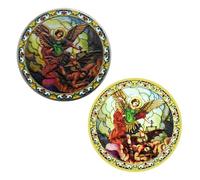 QYZXTH 1/2 Piezas de San Miguel Desafío Moneda Ángel Medalla de Metal Artesanía Decoración del Hogar Colección de Monedas Conmemorativas Regalo-2pc-set-<>pc-Set