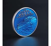 QYZXTH Barco Titanic En Memoria de Las Víctimas Monedas Conmemorativas Insignia de Plata Azul Océano Titanic-Default