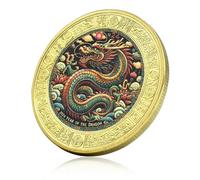 QYZXTH Horóscopo Chino Año del Dragón Medalla Conmemorativa Mitología Animal 2024 Desafío Moneda Chapada en Oro Coleccionables-estilo-06
