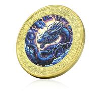 QYZXTH Horóscopo Chino Año del Dragón Medalla Conmemorativa Mitología Animal 2024 Desafío Moneda Chapada en Oro Coleccionables-estilo-15