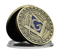 QYZXTH Moneda Masónica de Bronce Medalla Conmemorativa de Cobre de la Masonería en Concha de Plástico Colección de la Hermandad Regalo-1pc