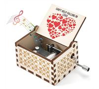 Qzakce Cajas Musicales de Madera Manivela Caja de Música Can't Help Falling in Love Retro Music Box Mejor Regalo para Cumpleaños Navidad San Valentín para Pareja Esposa, Blanco