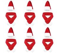 Qzakce Mini Sombrero de Navidad y Mini Bufanda de Navidad Decoración de Mesa de Navidad Sombrero y Bufanda de Botella de Vino Decoración de Muñecas 12 Piezas