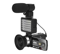 QZCX Cámara Digital, Video Vlogging Camcorder Auto Focus 4 8MP Cámara de vlogging de Zoom Digital Webcam con 2.4g Control Remoto inalámbrico(Standard,AF6-Mic-Lens-Light)