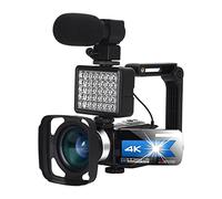 QZCX Cámara Digital, VLOG Digital Cámara de videocámara con micrófono 4k cámara Video videocámara Ultra HD Cámara 5 6MP 3.0 Pantalla táctil de Pulgada WiFi Vlogging Cámara(128G SD Card,K1-Blue Kit)