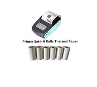 QZCX Impresora de inyección de Tinta de Mano Térmico portátil BT 4.0 Impresora de Recibos Mini Impresora Mobile 58mm Máquina Taxi Impresora No es fácil de desvanecer(Add 6 Rolls Paper)
