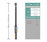 QZCX Llave dinamométrica digital, Llave dinamométrica digital con valores preestablecidos, precisión del 2%, aviso acústico y flash LED(17-340N.m)