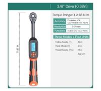 QZCX Llave dinamométrica digital, Llave dinamométrica digital con valores preestablecidos, precisión del 2%, aviso acústico y flash LED(4.2-85N.M)