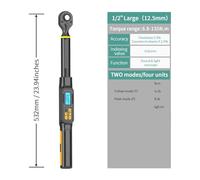 QZCX Llave dinamométrica digital, Llave dinamométrica digital con valores preestablecidos, precisión del 2%, aviso acústico y flash LED(6.8-135N.m)