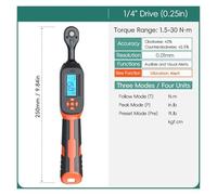 QZCX Llave dinamométrica digital, Llave dinamométrica digital con valores preestablecidos, precisión del 2%, aviso acústico y flash LED(1.5-30N.m-vibration)