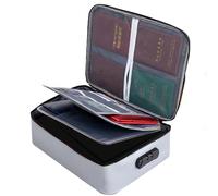 QZDAFFIC Bolso ignífugo para documentos, caja de documentos con cerradura, caja de almacenamiento impermeable y con cerradura, maletín de actas multicapa portátil para la oficina en casa que protege