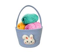 Qzdtue Easter Baskets, Soft Festive Candy Storage Container, Empty Bunny Basket with Handle, 9.06x7.09x6.3in, Ideal para bebés, Candy Bag, Party Treats, Egg Hunt, Yellow/Blue/Pink