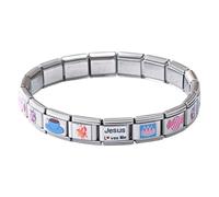 Qzdtue Italian Bracelet Modular Charm, Stainless Steel Band 6,89 x 6,89 x 0,35 pulgadas, Handmade Adjustable Design, Ideal para viajes, playa, Outings, cócteles eventos, o casual Wear, Se référer au