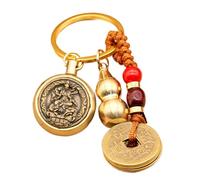 Qzdtue Llavero de calabaza de latón, dije de mochila de buena suerte, longevidad de éxito, colgante de moneda , llavero de coche, exquisito para la buena suerte, God Snake