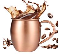 Qzdtue Vasos de cobre martillado, 530 ml, hechos a mano para cócteles y bebidas, tazas clásicas de Moscú con asas de agarre suave, elegantes para entretenimiento en casa y celebraciones navideñas