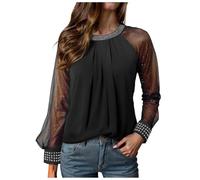 Qzeanxy Jersey con Brillo Mujer - Lentejuelas Cómodo Camisa Holgada Elegante Chaleco Suaves Fiesta Blusa Festivas Suelto Camiseta Brillante Casual Top Suéter Túnica