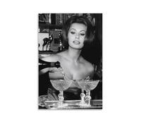 QZFNCOYU Sophia Loren - Póster de arte vintage de champán en blanco y negro, póster de lienzo para decoración de dormitorio, oficina, habitación, regalo, 30 x 45 cm