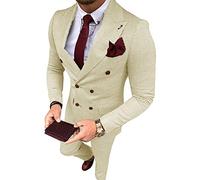 QZI Hombre Traje a Cuadros Conjunto de Dos Piezas Cruzado Esmoquin de Fiesta