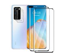 QZJinch 2+2 Piezas,Protector Pantalla para HUAWEI P40 Pro,3D Cobertura Completa,Ultra Transparente,Antiarañazos, Antihuellas,Sin Burbujas, Dureza 9H