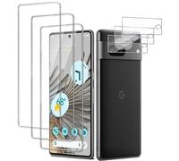 QZJinch 3+3 Piezas,Protector Pantalla para Google Pixel 7,Bordes curvos 2.5D,Ultra Transparente,Antiarañazos, Antihuellas,Sin Burbujas, Dureza 9H