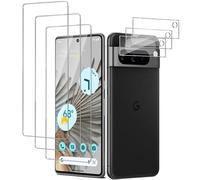 QZJinch 3+3 Piezas,Protector Pantalla para Google Pixel 8 Pro,Bordes curvos 2.5D,Ultra Transparente,Antiarañazos, Antihuellas,Sin Burbujas, Dureza 9H