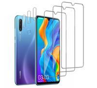 QZJinch 3+3 Piezas,Protector Pantalla para HUAWEI P30 Lite,Cristal templado Antiarañazos，Bordes curvos 2.5D，Dureza 9H,Ultra Transparente,Anticaída,Antihuellas,Sin Burbujas