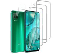 QZJinch 3+3 Piezas,Protector Pantalla para HUAWEI P40 Lite,Bordes curvos 2.5D,Ultra Transparente,Antiarañazos, Antihuellas,Sin Burbujas, Dureza 9H