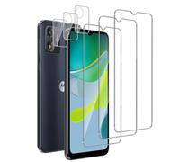 QZJinch 3+3 Piezas,Protector Pantalla para Moto E13,Bordes curvos 2.5D,Ultra Transparente,Antiarañazos, Antihuellas,Sin Burbujas, Dureza 9H