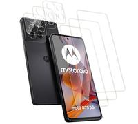 QZJinch 3+3 Piezas,Protector Pantalla para Moto G75,Cristal templado Antiarañazos，Bordes curvos 2.5D，Dureza 9H,Ultra Transparente,Anticaída,Antihuellas,Sin Burbujas