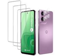 QZJinch 3+3 Piezas,Protector Pantalla para Motorola G24 5G,Cristal templado Antiarañazos，Bordes curvos 2.5D，Dureza 9H,Ultra Transparente,Anticaída,Antihuellas,Sin Burbujas