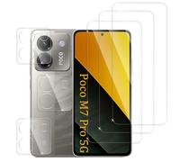 QZJinch 3+3 Piezas,Protector Pantalla para Poco M7 Pro,Cristal templado Antiarañazos,Bordes curvos 2.5D,Dureza 9H,Ultra Transparente,Anticaída,Antihuellas,Sin Burbujas