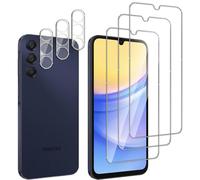 QZJinch 3+3 Piezas,Protector Pantalla para Samsung Galaxy A25,Bordes curvos 2.5D,Ultra Transparente,Antiarañazos, Antihuellas,Sin Burbujas, Dureza 9H