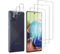 QZJinch 3+3 Piezas,Protector Pantalla para Samsung Galaxy A71 /S10 Lite,Bordes curvos 2.5D,Ultra Transparente,Antiarañazos, Antihuellas,Sin Burbujas, Dureza 9H