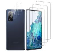 QZJinch 3+3 Piezas,Protector Pantalla para Samsung Galaxy S20 FE 5G,Bordes curvos 2.5D,Ultra Transparente,Antiarañazos, Antihuellas,Sin Burbujas, Dureza 9H