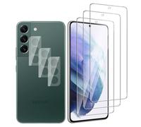 QZJinch 3+3 Piezas,Protector Pantalla para Samsung Galaxy S22 5G,Bordes curvos 2.5D,Ultra Transparente,Antiarañazos, Antihuellas,Sin Burbujas, Dureza 9H