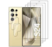 QZJinch 3+3 Piezas,Protector Pantalla para Samsung Galaxy S24 Ultra,Bordes curvos 2.5D,Ultra Transparente,Antiarañazos, Antihuellas,Sin Burbujas, Dureza 9H